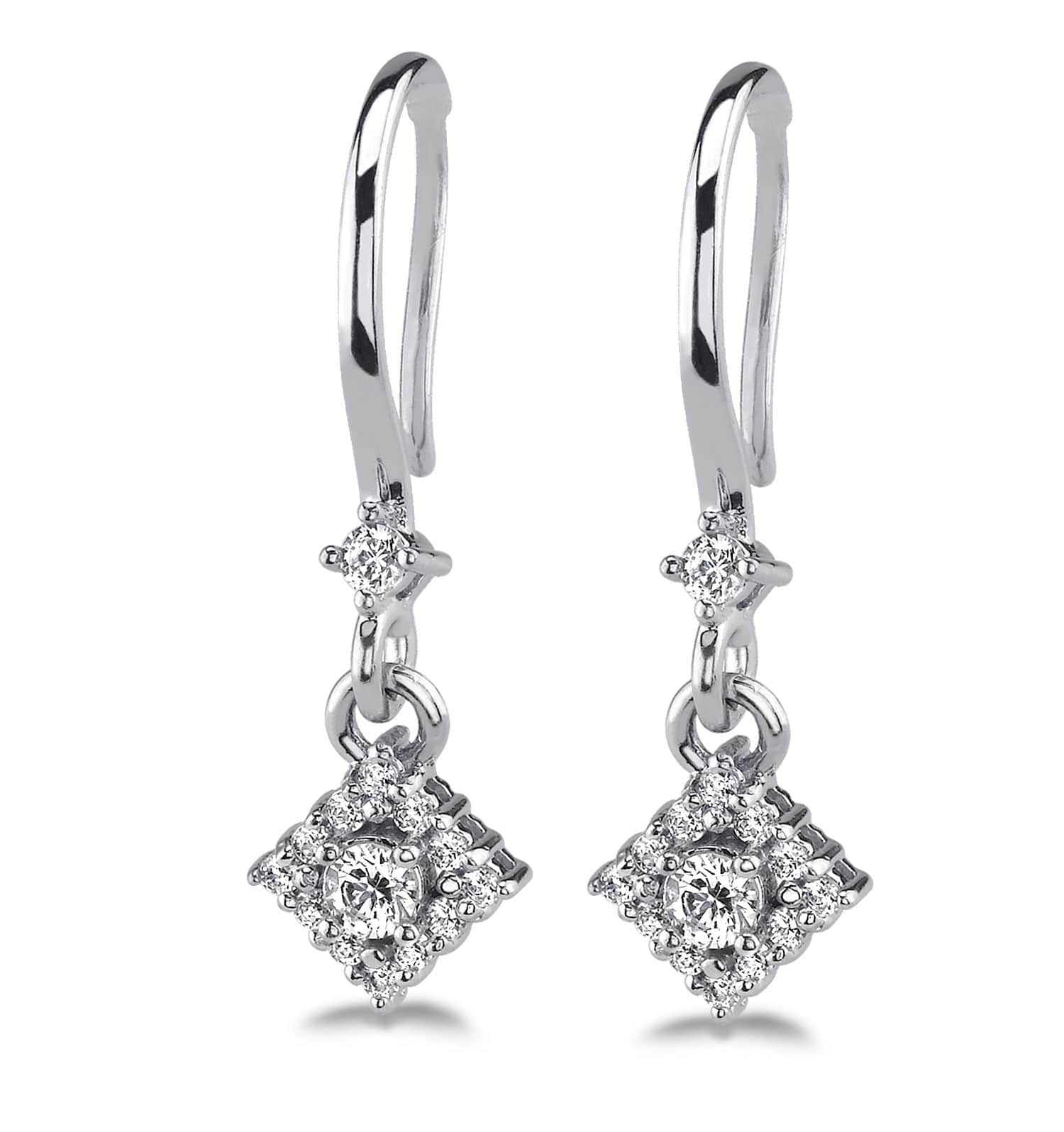 Diamond Filled Diamond Drop Earrings Diamond with 1.43 ct.(finished) 2mm, 2.2mm, 4mm